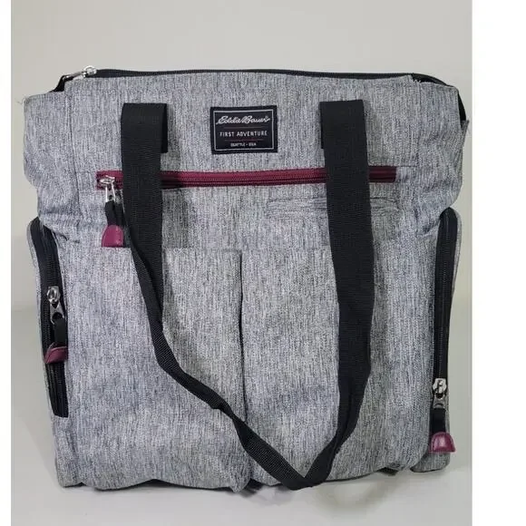 Eddie Bauer First Adventure Diaper Bag Gray Tote Bag 15X15X8 Waterproof Bag - Picture 1 of 8